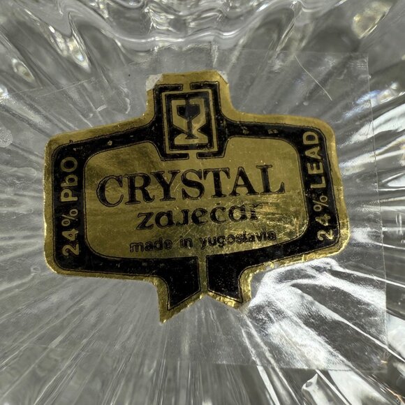 Heart-Shaped Crystal Zajecar 24% Lead Glass Trinket Box Made In Yugoslavia - Picture 3 of 16